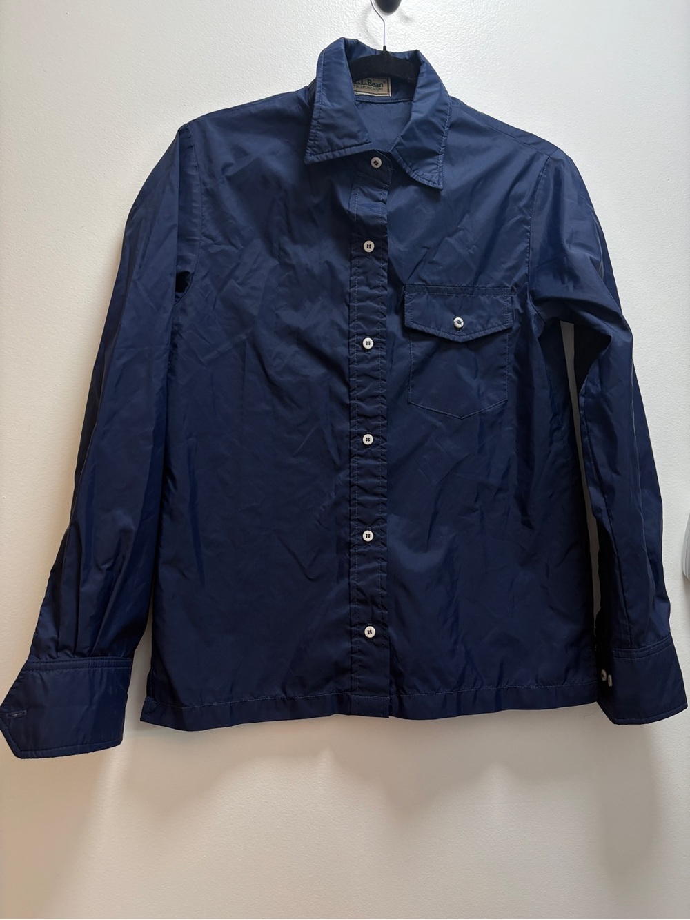 Vintage L.L. Bean Navy Lightweight Button-Front Windbreaker Shirt Jacket